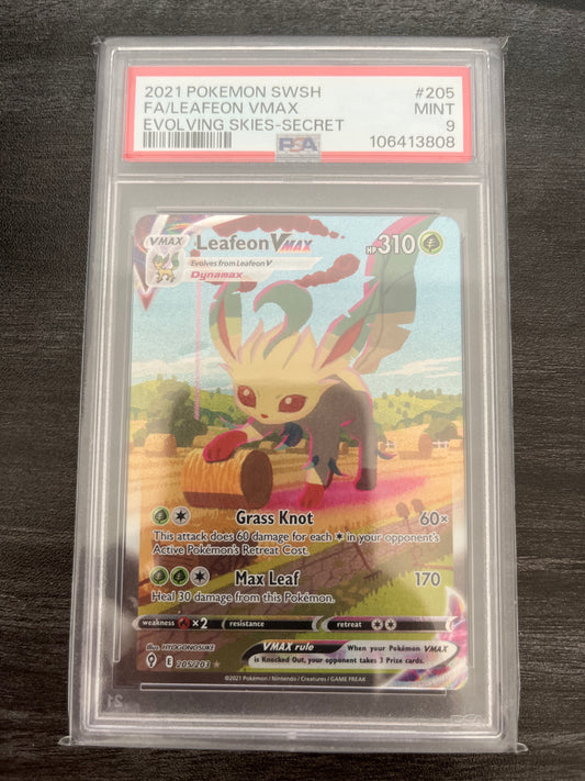 Pokemon Karte Folipurba - Leafeon VMAX (EVS 205) PSA 9 - Evolving Skies - English