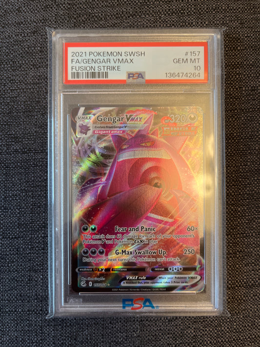 Pokemon Karte Gengar VMAX (FST 157) PSA 10 - Fusion Strike - Englisch
