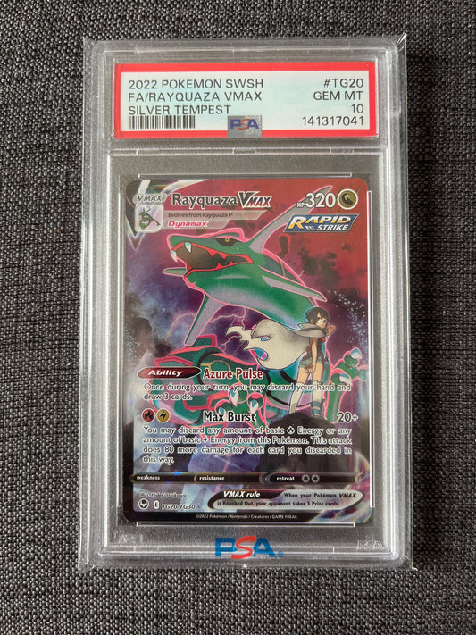 Pokemon Karte Rayquaza VMAX (SIT TG20) PSA 10 - Silver Tempest - Englisch