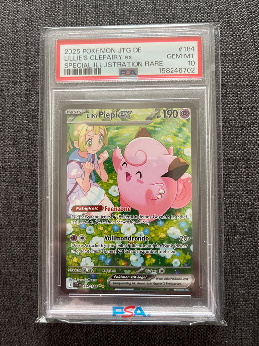 Pokémon Karte Lillys Piepi ex (JTG 184) PSA 10 - Reisegefährten - Deutsch