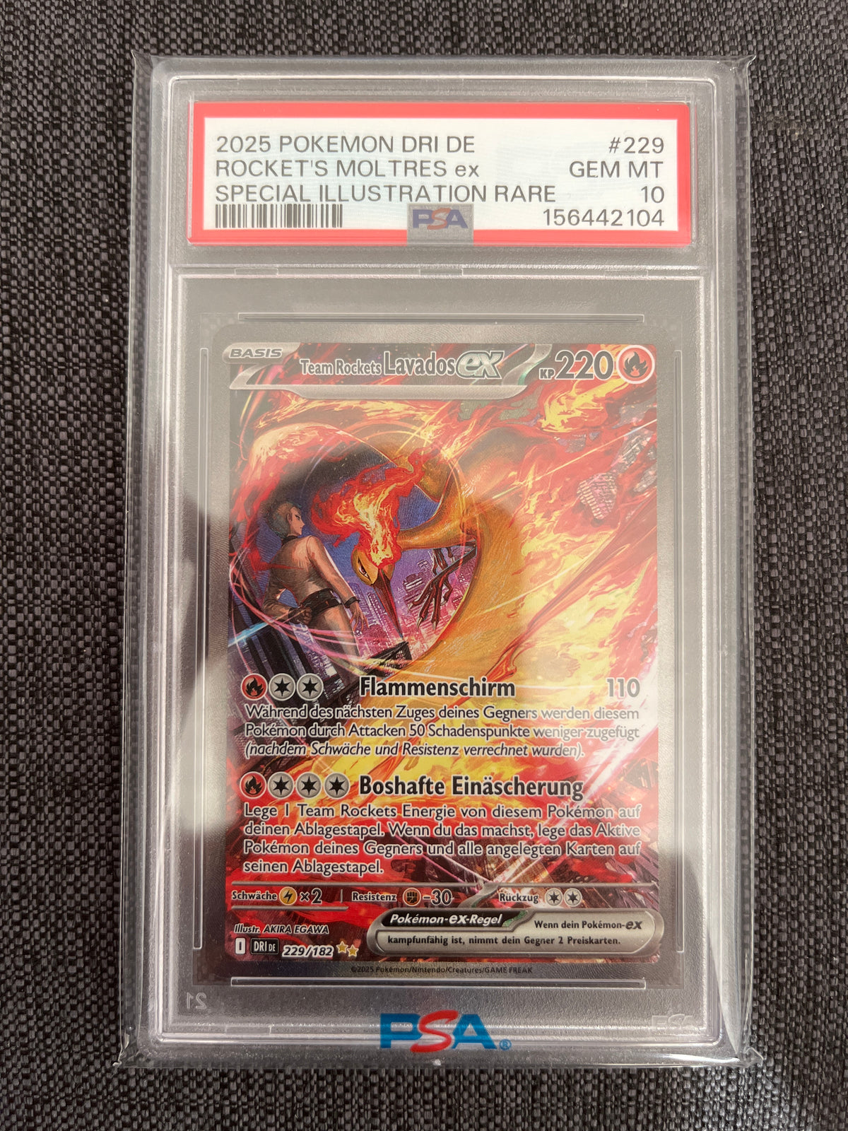 Pokémon Karte Team Rockets Moltres ex (DRI 229) PSA 10 - Destined Rivals - Deutsch