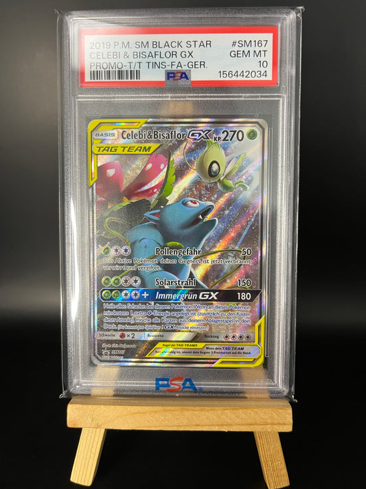 Pokémon Karte Celebi & Venusaur GX (SM 167) PSA 10 - SM Black Star Promos - Deutsch