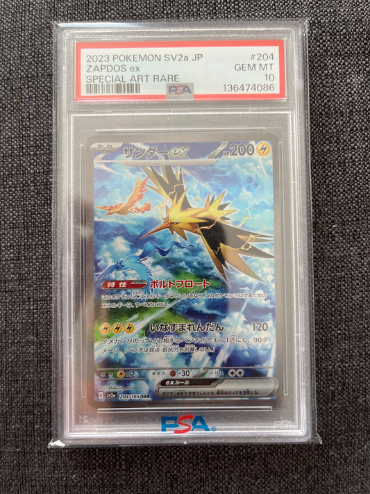 Pokemon Karte Zapdos ex (sv2a 204) PSA 10 - 151 - Japanese
