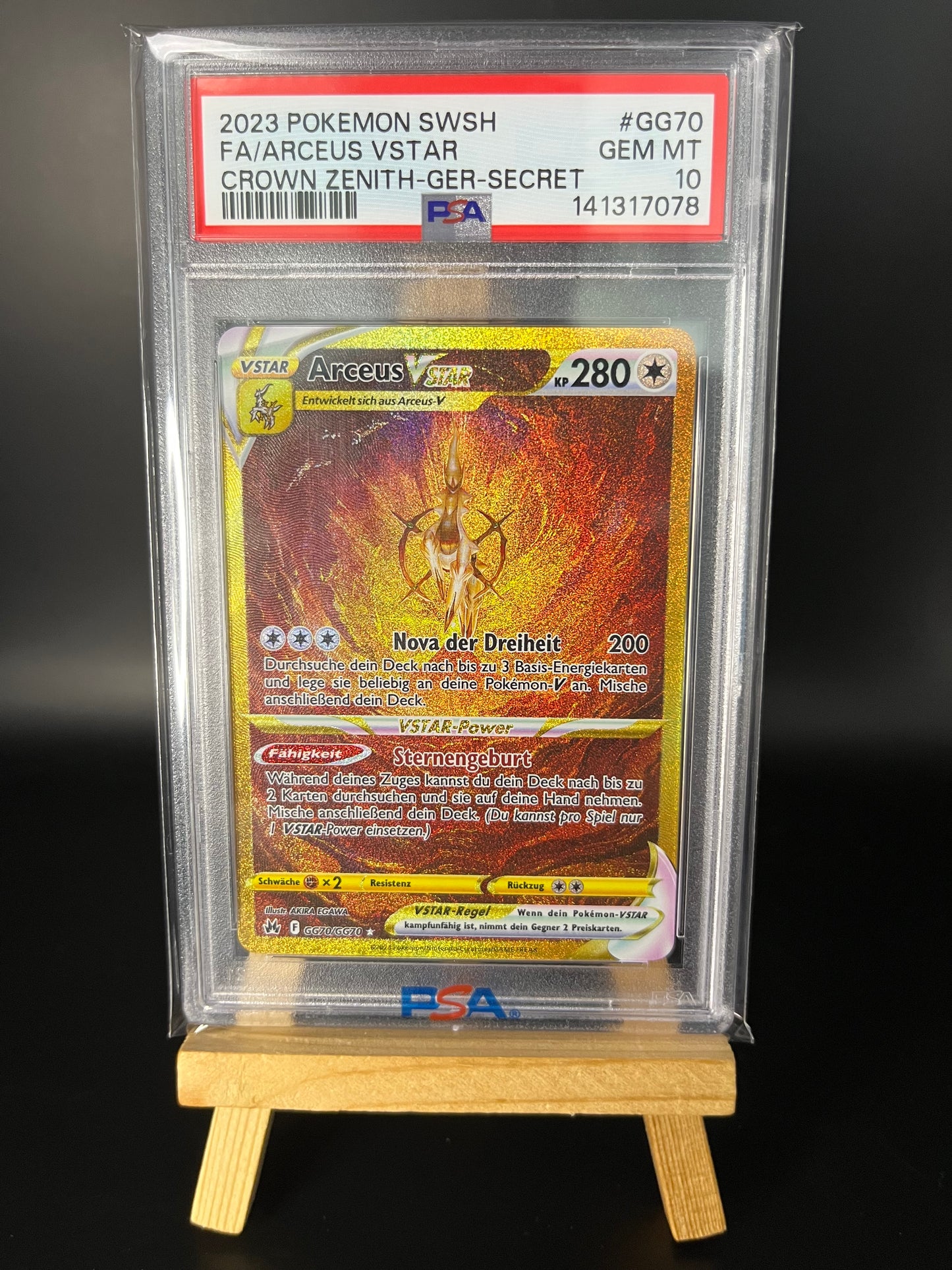 Pokemon Karte Arceus VSTAR (CRZ GG70) PSA 10 - Zenit der Könige - Deutsch