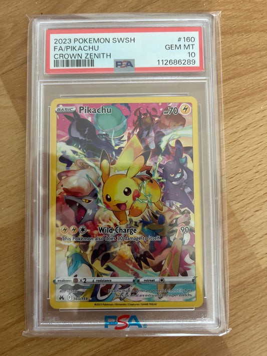 Pokemon Karte Pikachu (CRZ 160) PSA 10 - Crown Zenit - Englisch