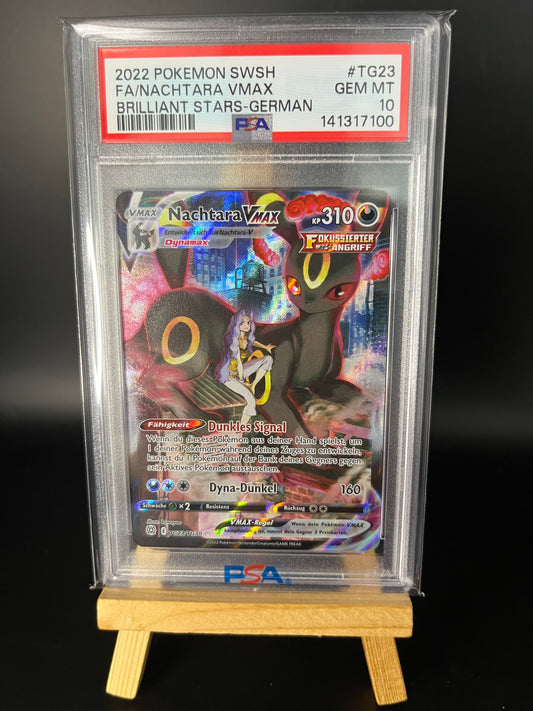 Pokemon Karte Nachtara - Umbreon VMAX (BRS TG23) PSA 10 - Strahlende Sterne - Deutsch