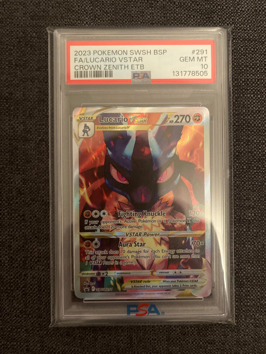 Pokemon Karte Lucario VSTAR (SWSH 291) PSA 10 - SWSH Black Star Promos - Englisch