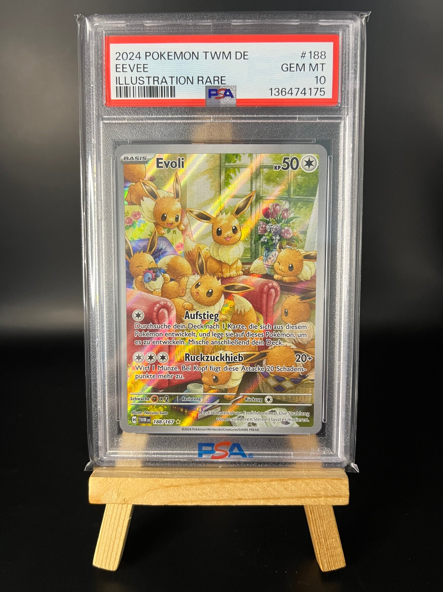 Pokemon Karte Evoli (TWM 188) PSA 10 - Maskerade im Zwielicht - Deutsch