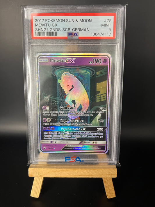 Pokemon Karte Mewtu GX (SLG 78) PSA 9 - Schimmernde Legenden - Deutsch