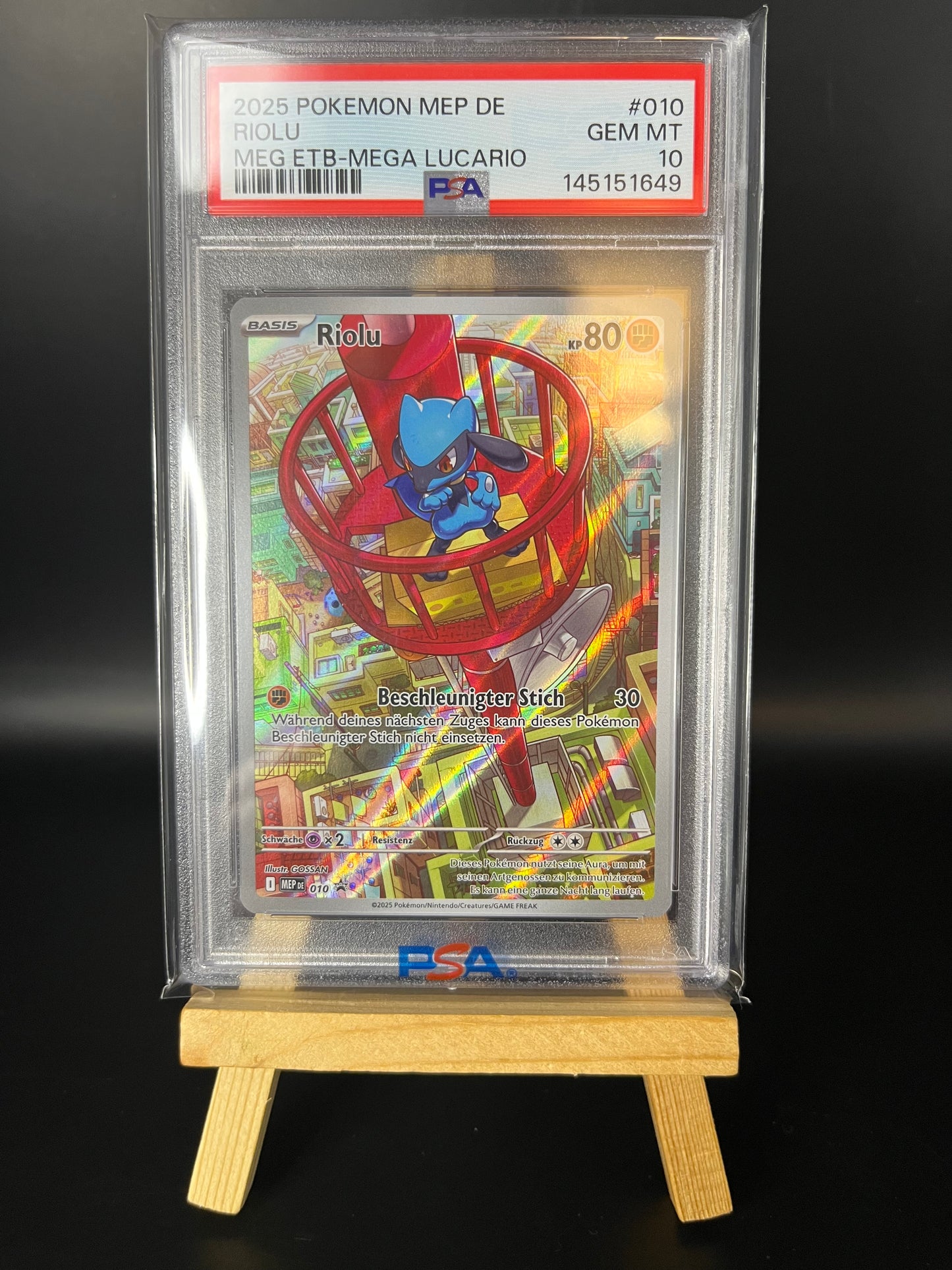 Pokemon Karte Riolu (MEP 010) PSA 10 - MEP Black Star Promos - Deutsch