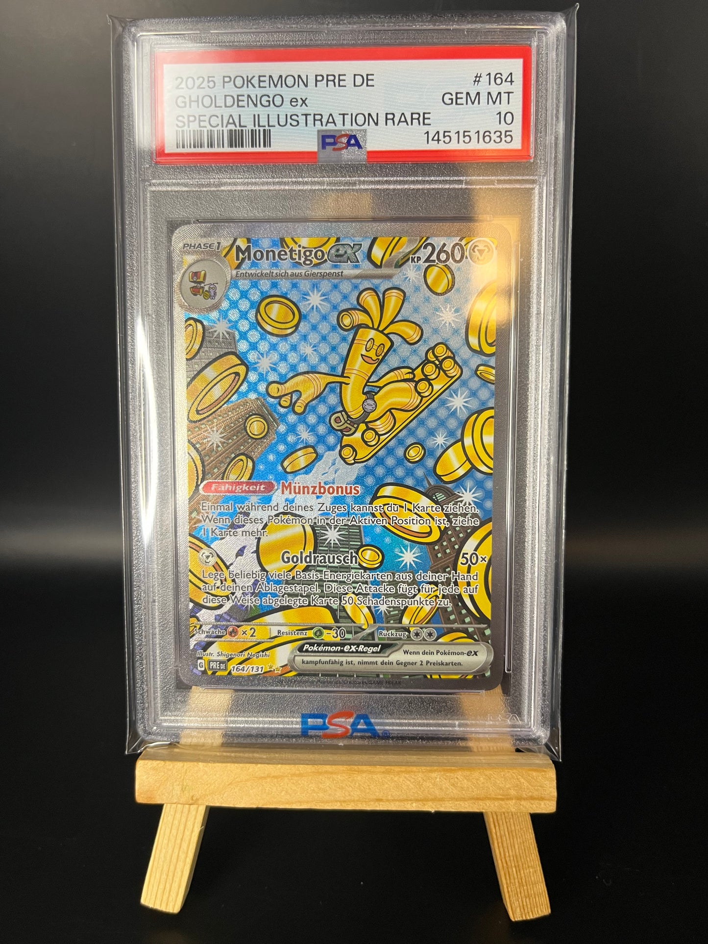 Pokemon Karte Monetigo ex (PRE 164) PSA 10 Pop 2! - Prismatische Entwicklungen - Deutsch