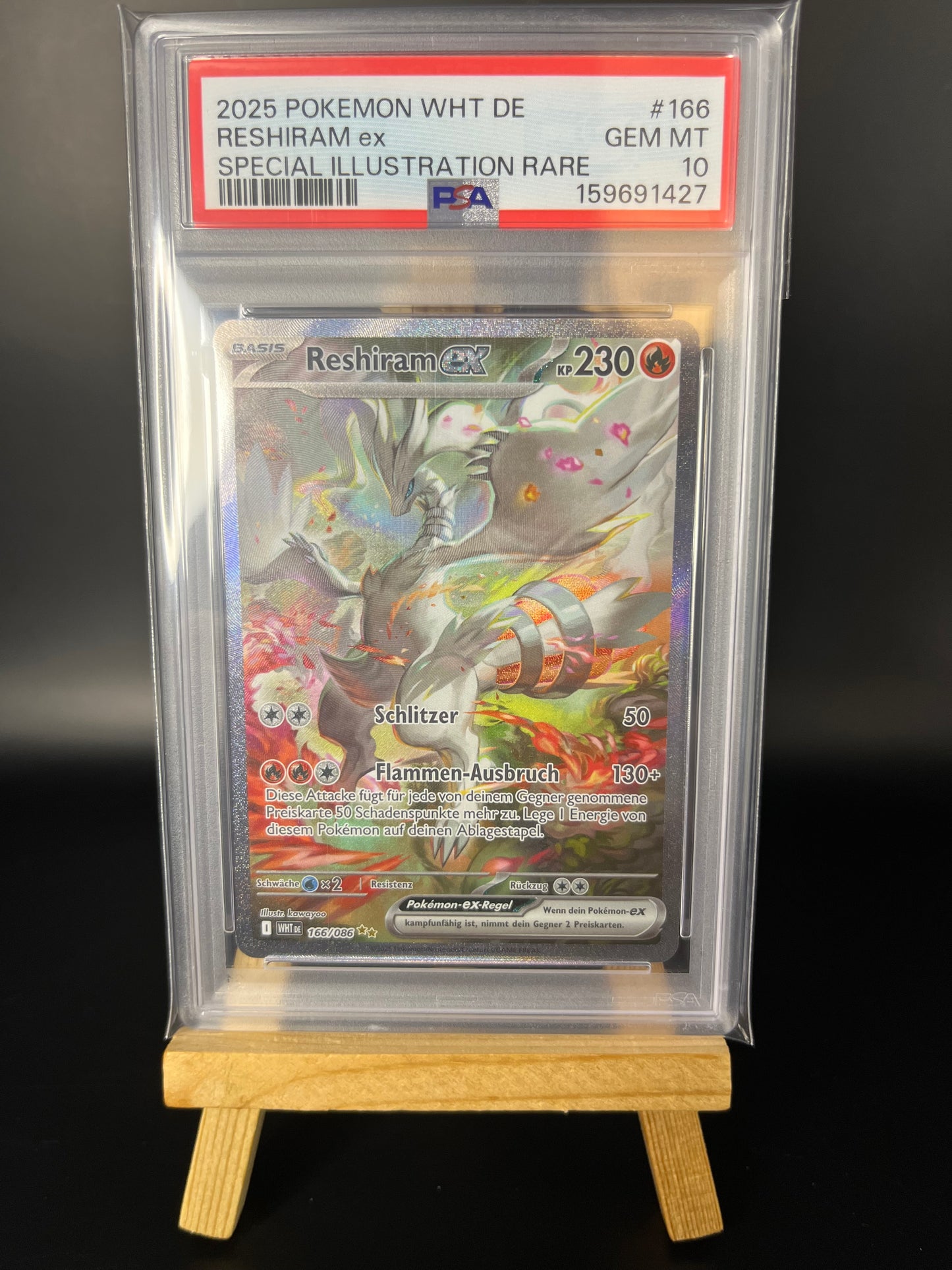 Pokemon Karte Reshiram ex (WHT 166) PSA 10 - Weiße Flammen - Deutsch