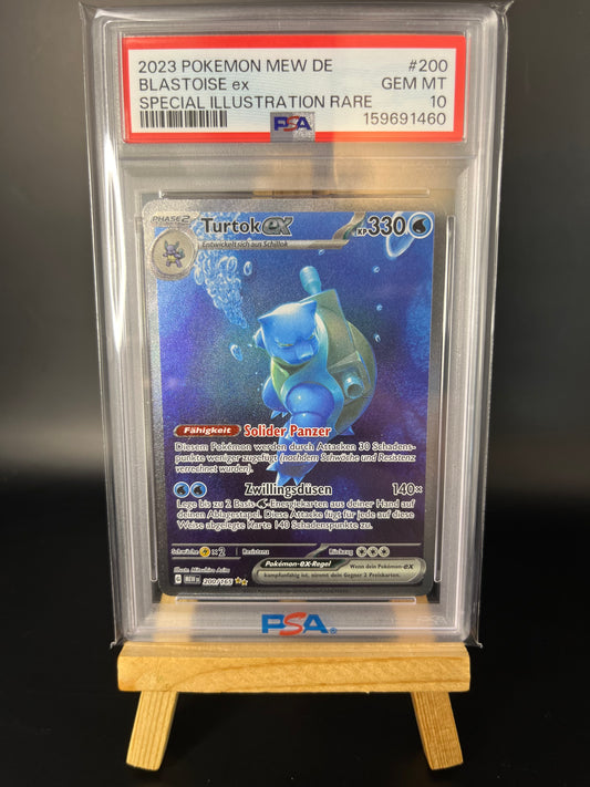 Pokemon Karte Turtok - Blastoise ex (MEW 200) PSA 10 - 151 - Deutsch