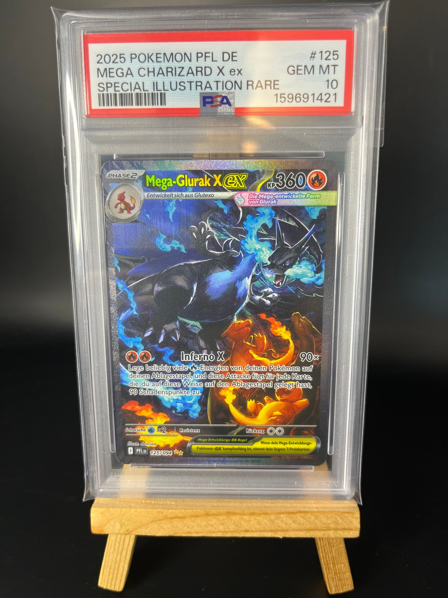 Pokemon Karte Mega Glurak X ex (PFL 125) PSA 10 - Fatale Flammen - Deutsch