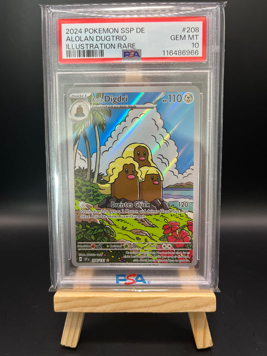 Pokemon Karte Alola-Digdri (SSP 208) PSA 10 - Stürmische Funken - Deutsch