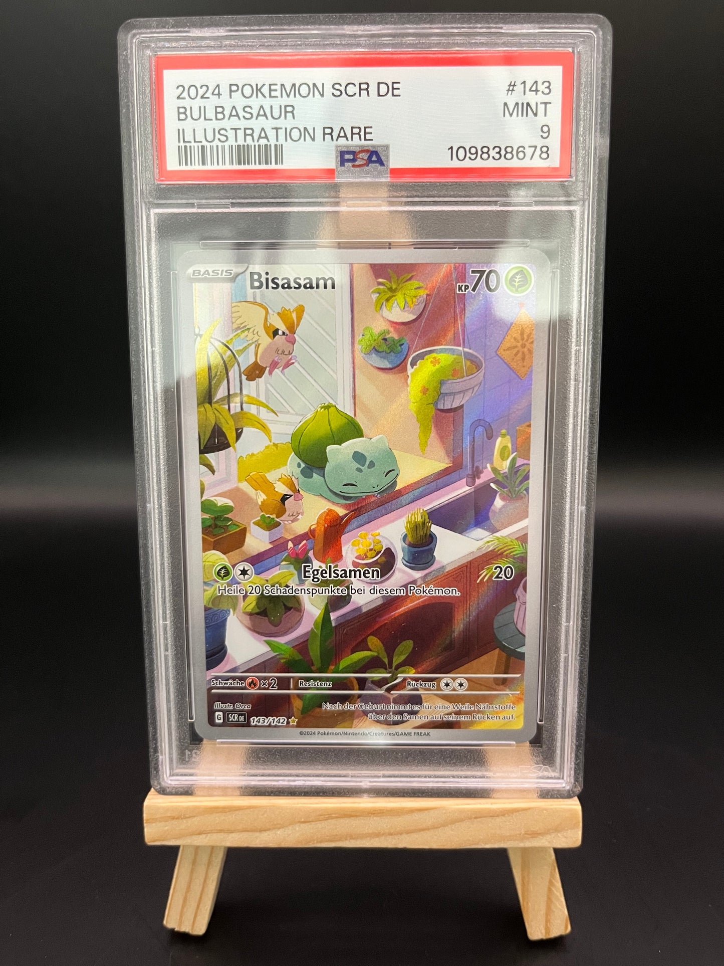 Pokemon Karte Bisasam (SCR 143) PSA 9 - Stellarkrone - Deutsch