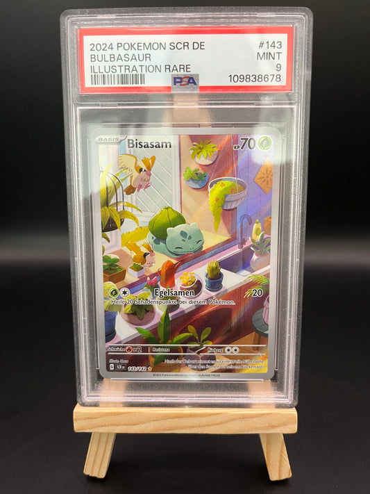 Pokemon Karte Bisasam (SCR 143) PSA 9 - Stellarkrone - Deutsch