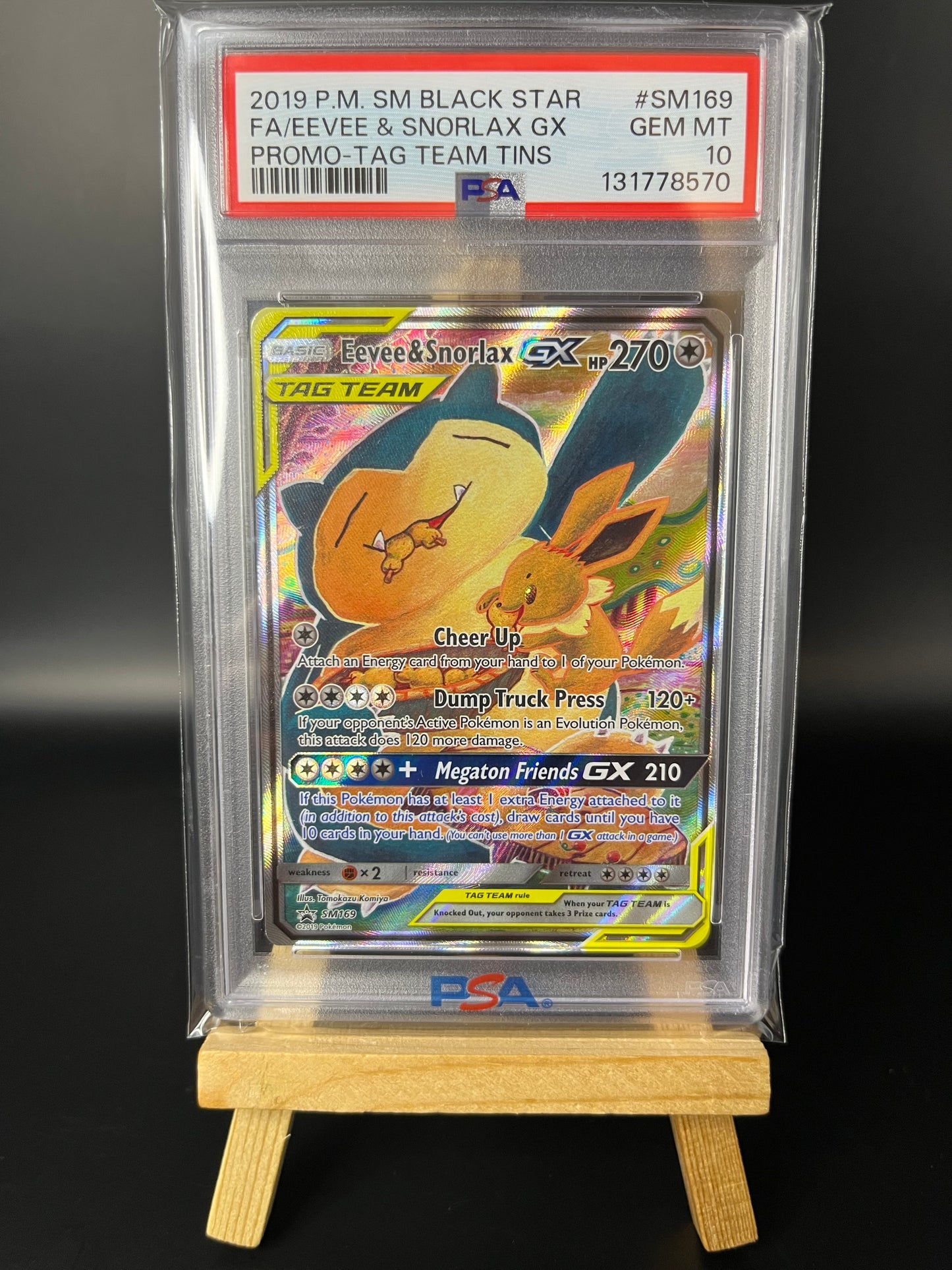 Pokemon Karte Eevee & Snorlax GX (SM 169) PSA 10 - SM Black Star Promos - English
