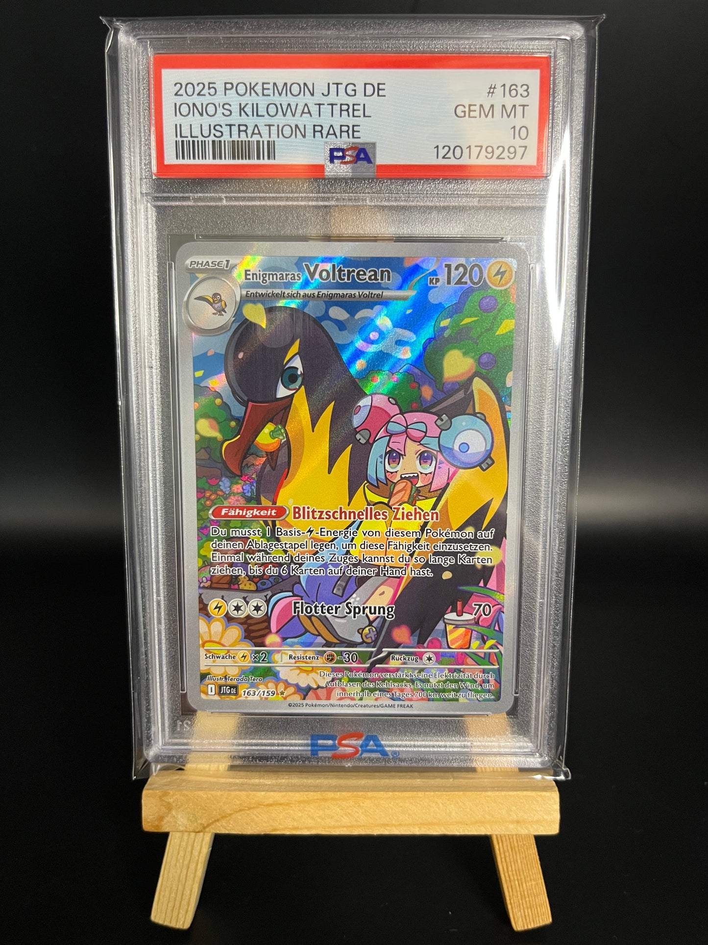 Pokemon Karte Enigmaras Voltrean (JTG 163) PSA 10 - Reisegefährten - Deutsch