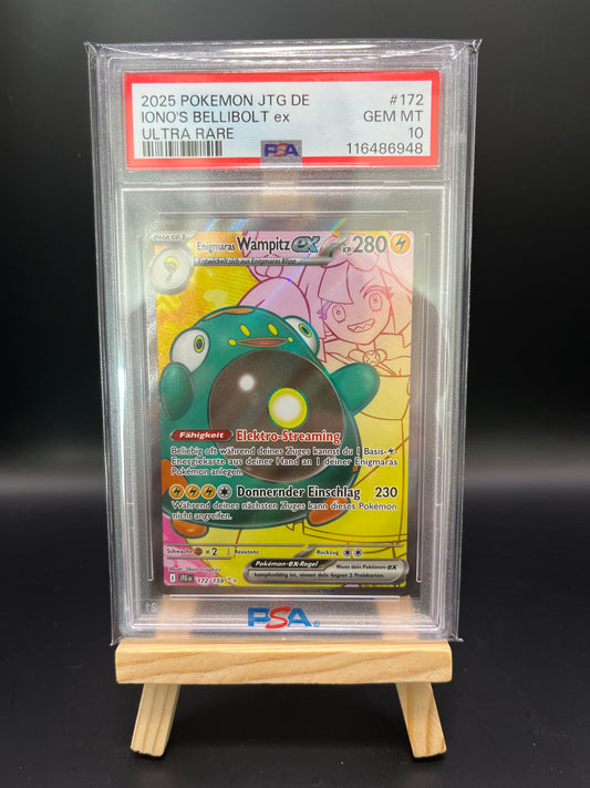Pokemon Karte Enigmaras Wampitz ex (JTG 172) PSA 10 - POP 2! - Reisegefährten - Deutsch