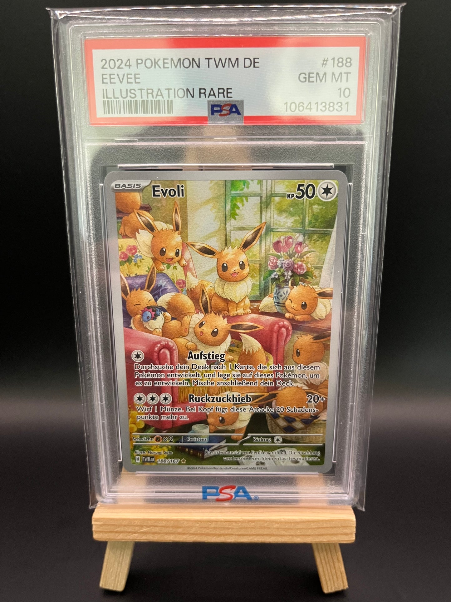 Pokemon Karte Evoli (TWM 188) PSA 10 - Masqerade im Zwielicht - Deutsch Pop 93!