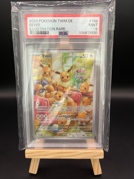 Pokemon Karte Evoli (TWM 188) PSA 9 - Maskerade im Zwielicht - Deutsch