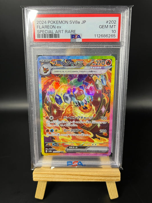 Pokemon Karte Flamara - Flareon ex (sv8a 202) PSA 10 - Terastal Festival ex - Japanese