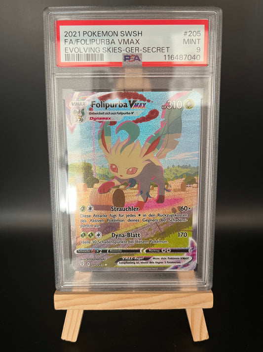 Pokemon Karte Folipurba VMAX (EVS 205) PSA 9 - Drachenwandel - Deutsch