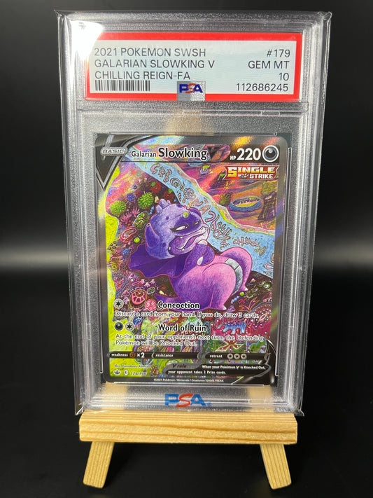 Pokemon Karte Galar-Laschoking - Galarian Slowking V (CRE 179) PSA 10 - Chilling Reign - Englisch