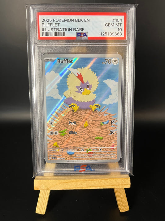 Pokemon Karte Geronimatz - Rufflet (BLK 154) PSA 10 - Black Bolt - English