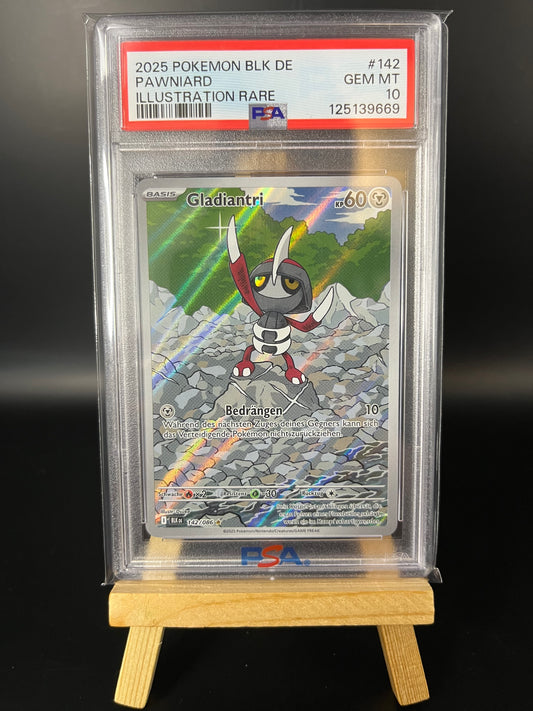 Pokemon Karte Gladiantri (BLK 142) PSA 10 - Schwarze Blitze - Deutsch