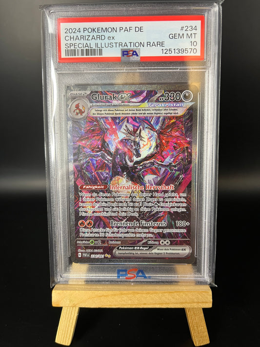 Pokemon Karte Glurak - Charizard ex (PAF 234) PSA 10 - Paldeas Schicksale - Deutsch
