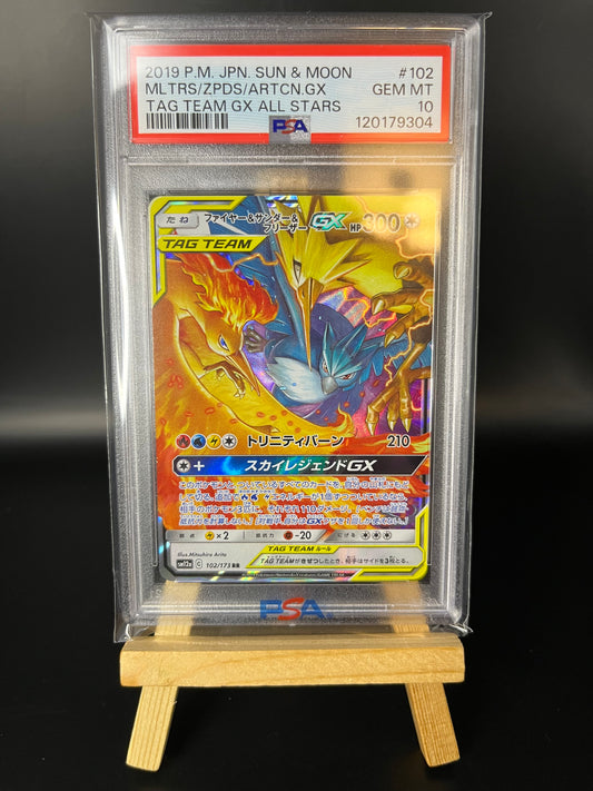Pokemon Karte Moltres & Zapdos & Articuno GX (sm12a 102) PSA 10 - Tag Team GX: Tag All Stars - Japanese