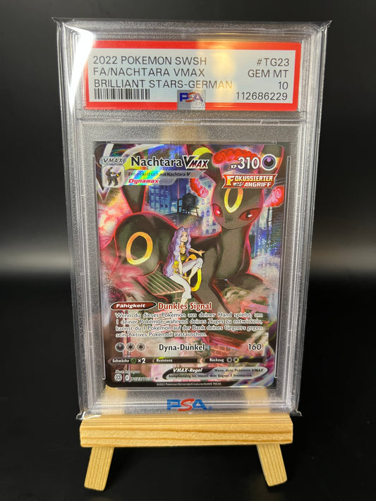 Pokemon Karte Nachtara - Umbreon VMAX (BRS TG23) PSA 10 - Strahlende Sterne - Deutsch