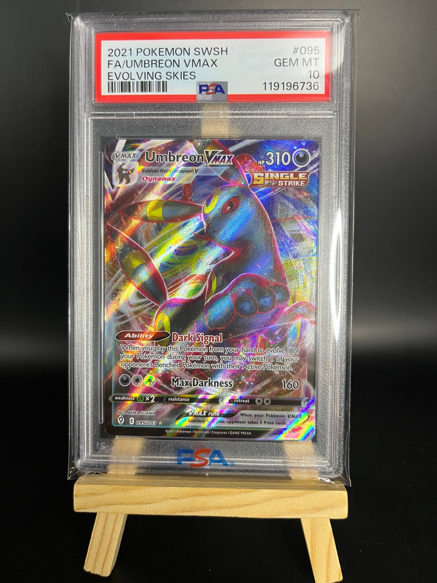 Pokemon Karte Nachtara - Umbreon VMAX (EVS 095) PSA 10 - Evolving Skies - Englisch