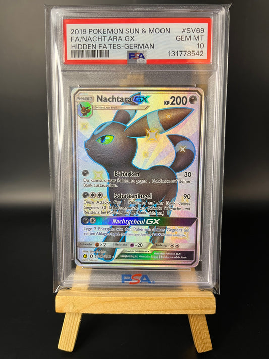Pokemon Karte Nachtara GX (HIF SV69) PSA 10 - Verborgenes Schicksal - Deutsch