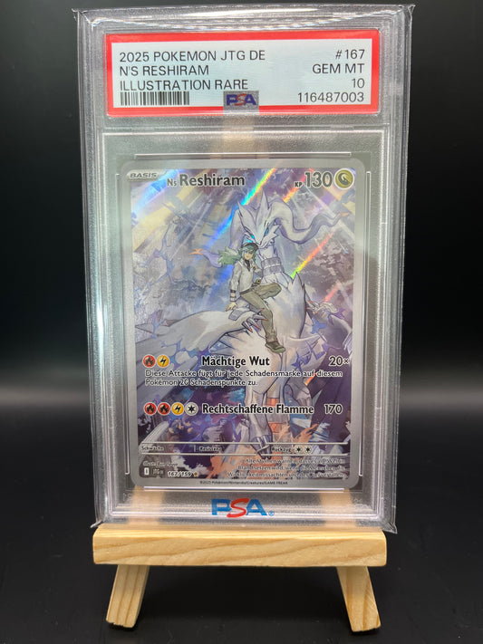 Pokemon Karte Ns Reshiram (JTG 167) PSA 10 - Reisegefährten - Deutsch