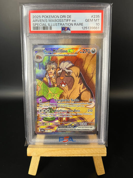 Pokemon Karte Peppers Mastifioso ex (DRI 235) PSA 10 - Ewige Rivalen - Deutsch