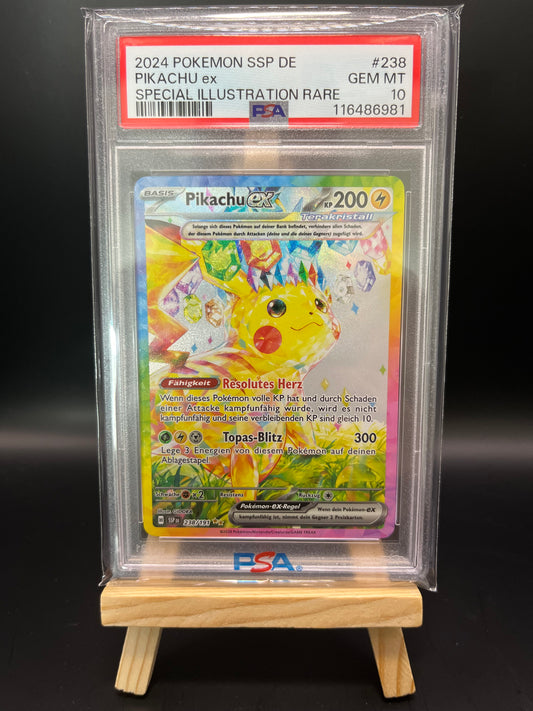 Pokemon Karte Pikachu ex (SSP 238) PSA 10 - Stürmische Funken - Deutsch