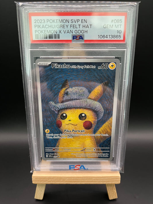 Pokemon Karte Pikachu with Grey Felt Hat (SVP 085) PSA 10 - Van Gogh Promo - Englisch