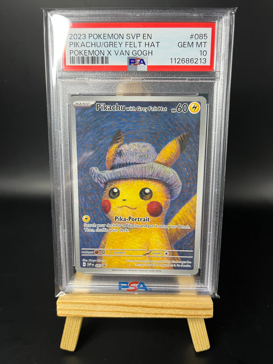 Pokemon Karte Pikachu with Grey Felt Hat (SVP 085) PSA 10 - Van Gogh Promo - Englisch