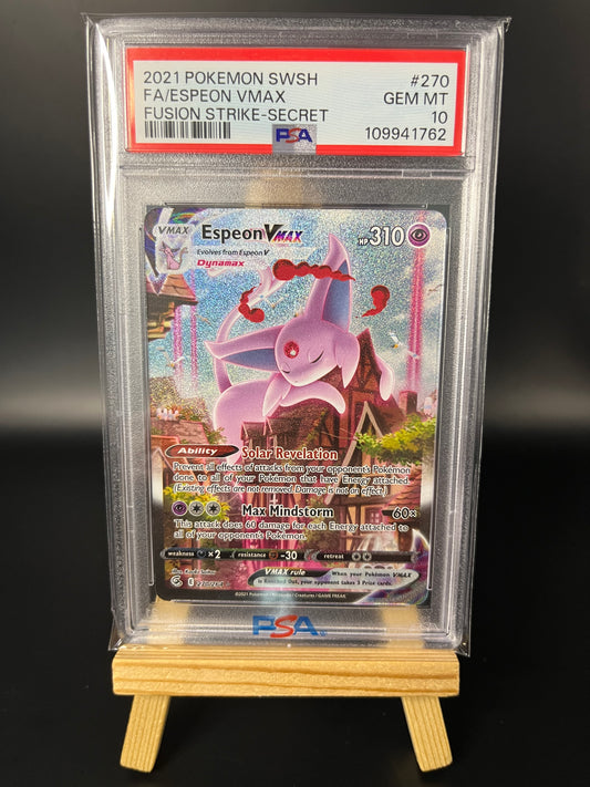 Pokemon Karte Psiana - Espeon VMAX (FST 270) PSA 10 - Fusion Strike - Englisch