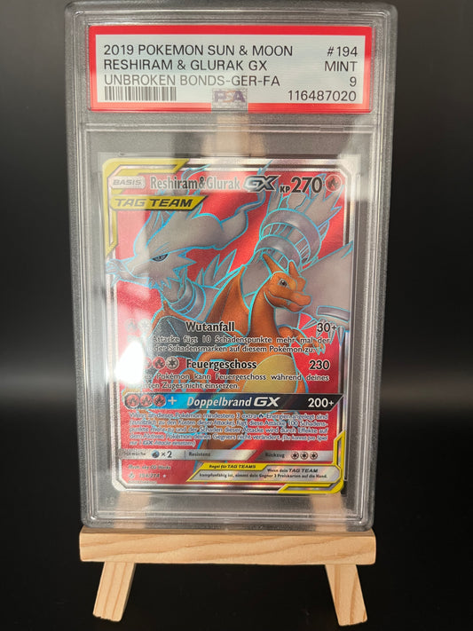 Pokemon Karte Reshiram & Charizard GX (UNB 194) PSA 9 - Unbroken Bonds - English