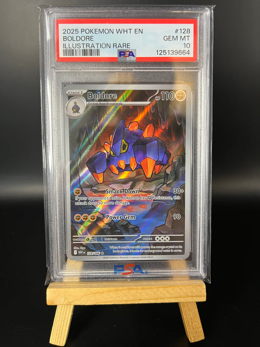Pokemon Karte Sedimantur - Boldore (WHT 128) PSA 10 - White Flames - English