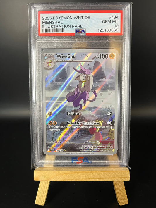 Pokemon Karte Wie-Shu (WHT 134) PSA 10 - Weiße Flammen - Deutsch