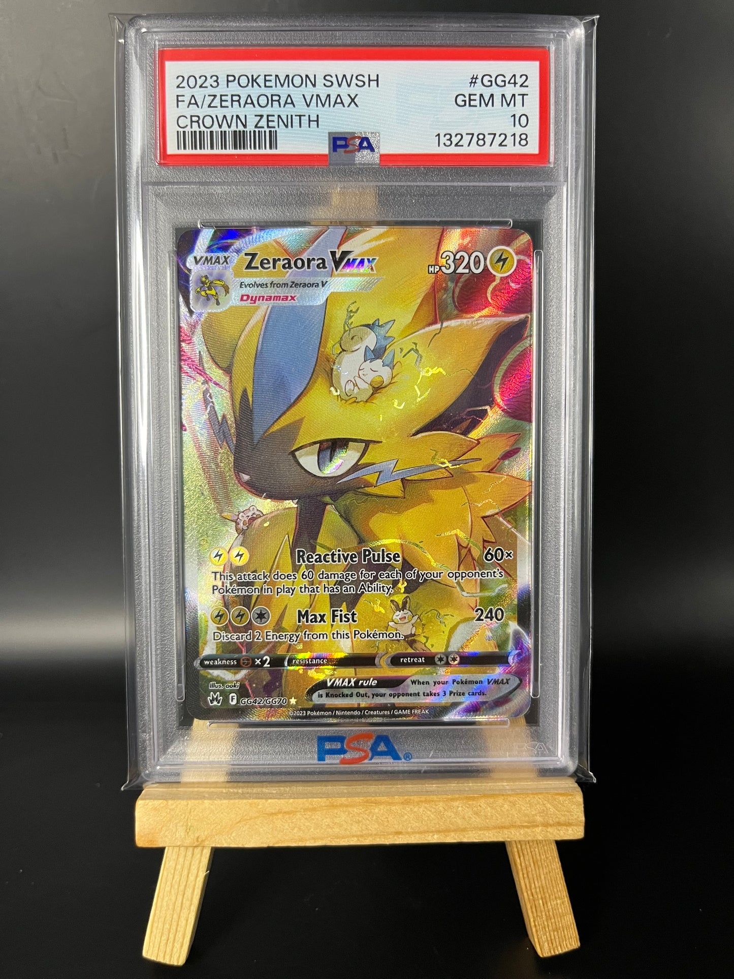 Pokemon Karte Zeraora VMAX (CRZ GG42) PSA 10 - Crown Zenith - English