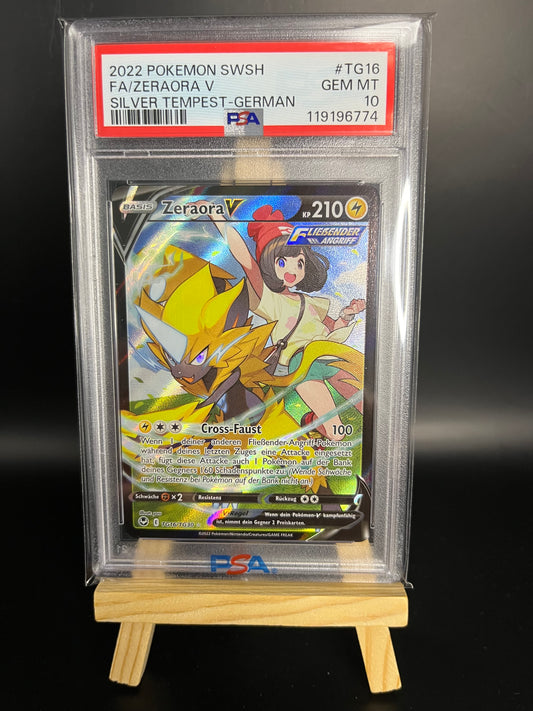Pokemon Karte Zeraora V (SIT TG16) PSA 10 - Silberne Sturmwinde - Deutsch