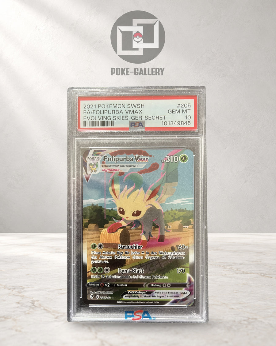 Pokemon Karte Folipurba VMAX (EVS 205) PSA 10 - Drachenwandel - Deutsch · CERT 101349845 · Poke-Gallery