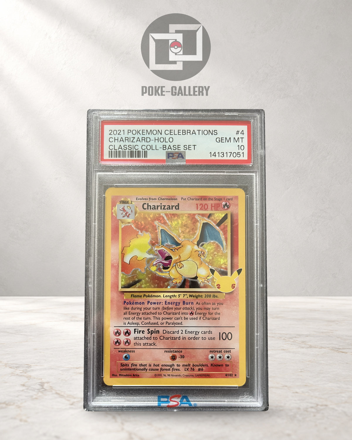 Pokémon Karte Charizard (CEL BS 4) PSA 10 - Celebrations - English · CERT 141317051 · Poke-Gallery