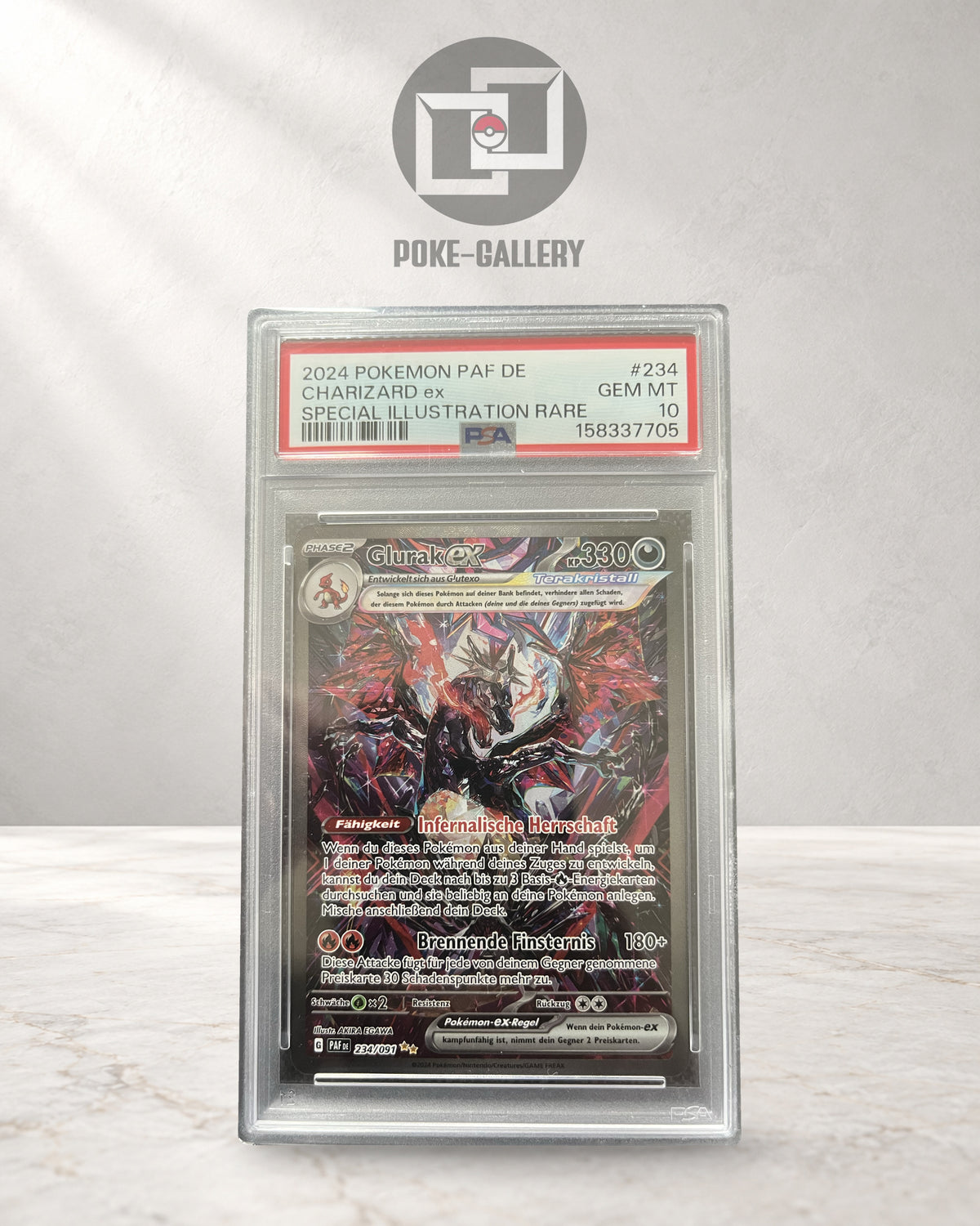 Pokemon Karte Glurak - Charizard ex (PAF 234) PSA 10 - Paldeas Schicksale - Deutsch · CERT 158337705 · Poke-Gallery